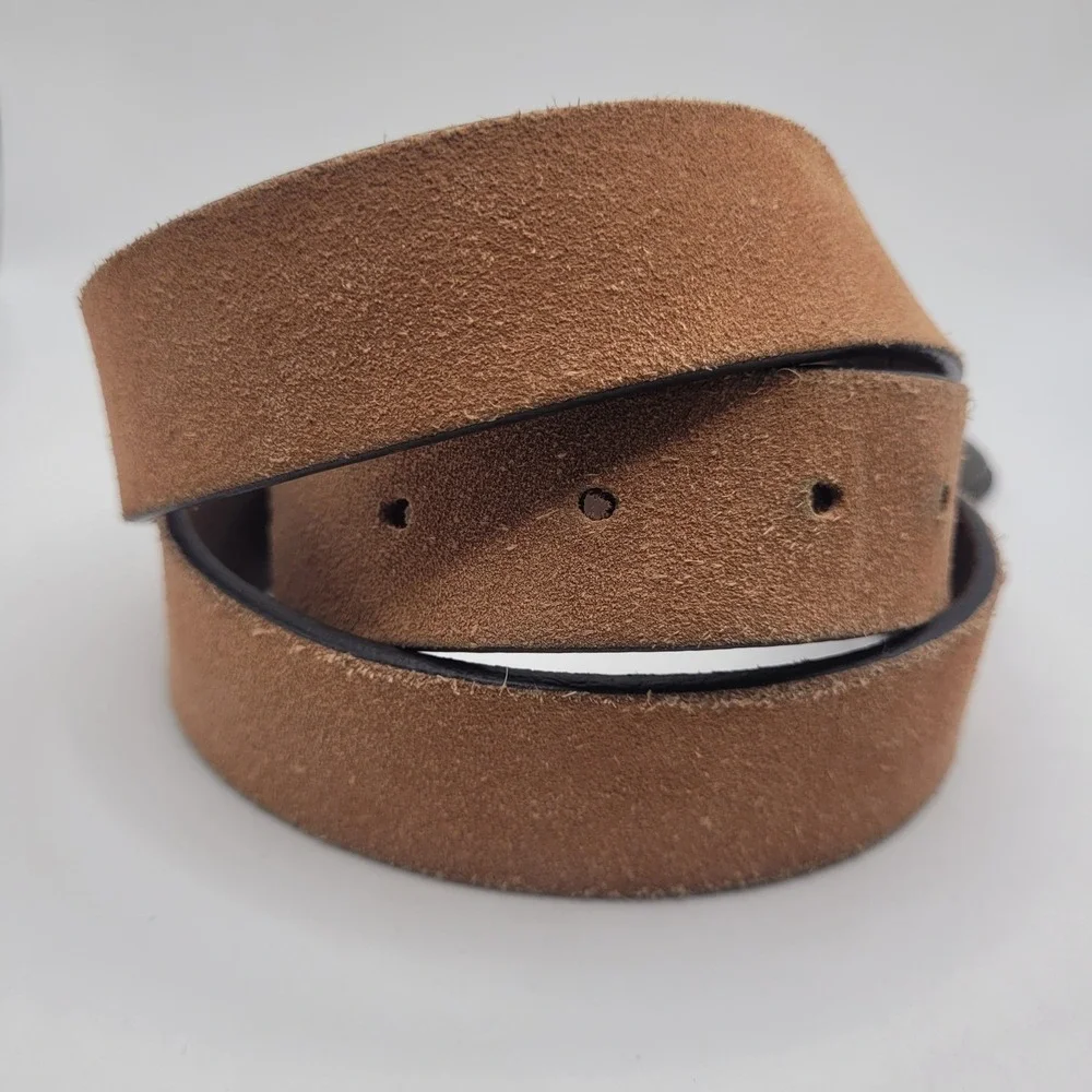 Brown Suede Belt Med Western Cowgirl Boho Southwestern Sunburst Buckle Santa Fe